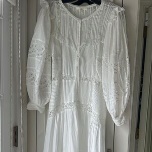 LoveShackFancy White Long Sleeve Dress